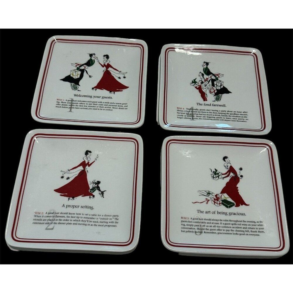 4 WILLIAMS SONOMA Appetizer Cheese Small Plates Party Etiquette Hostess Rules